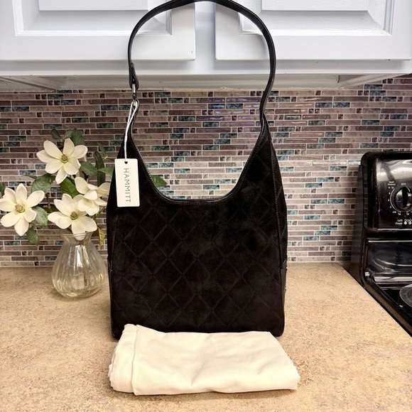 Hammitt Handbags - NWT Hammitt Tim Medium black Noir Diamond Suede purse